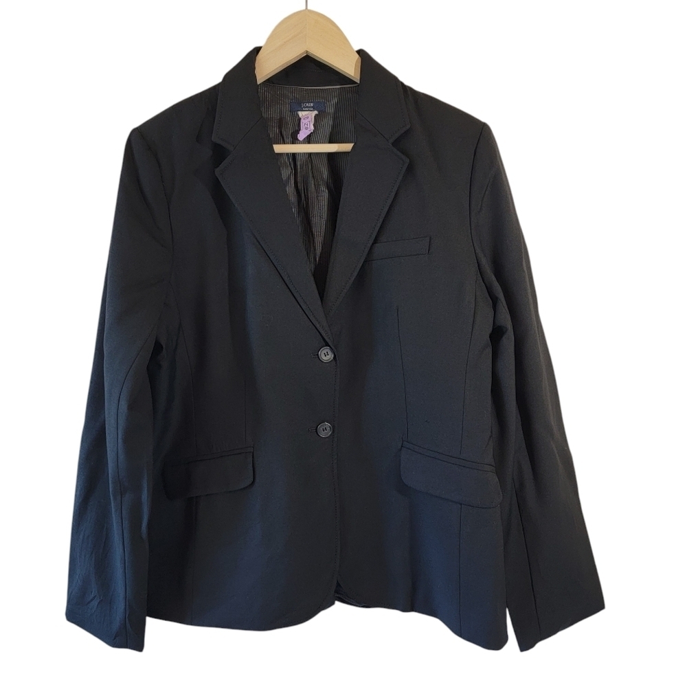 J. Crew Italian Wool Single Breasted Blazer Sz 12 Navy Blue Corporate Office